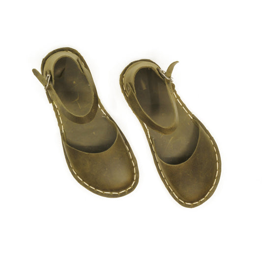 Handmade Olive Green Barefoot Sandals-Nefes Shoes
