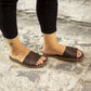 Women’s Tape Slipper Sandals – Barefoot - Handmade – All Genuine Leather – Crazy Brown