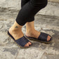 Women’s Tape Slipper Sandals – Barefoot - Handmade – All Genuine Leather – Navy Blue